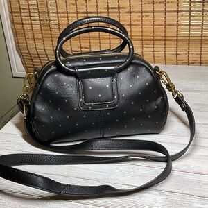 Authentic Hobo Sheila Small Satchel Leather Handbag Crossbody Black with Stars